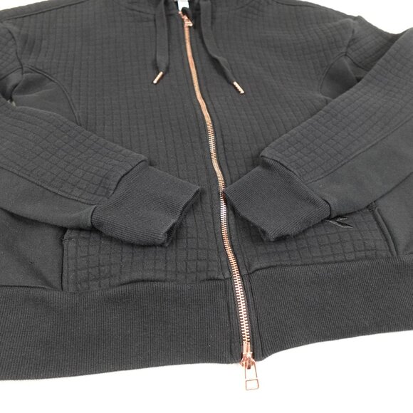 Diadora Quilted Zip Up Hoodie Women's Medium Black with Rose Gold Sweatshirt - Picture 6 of 12